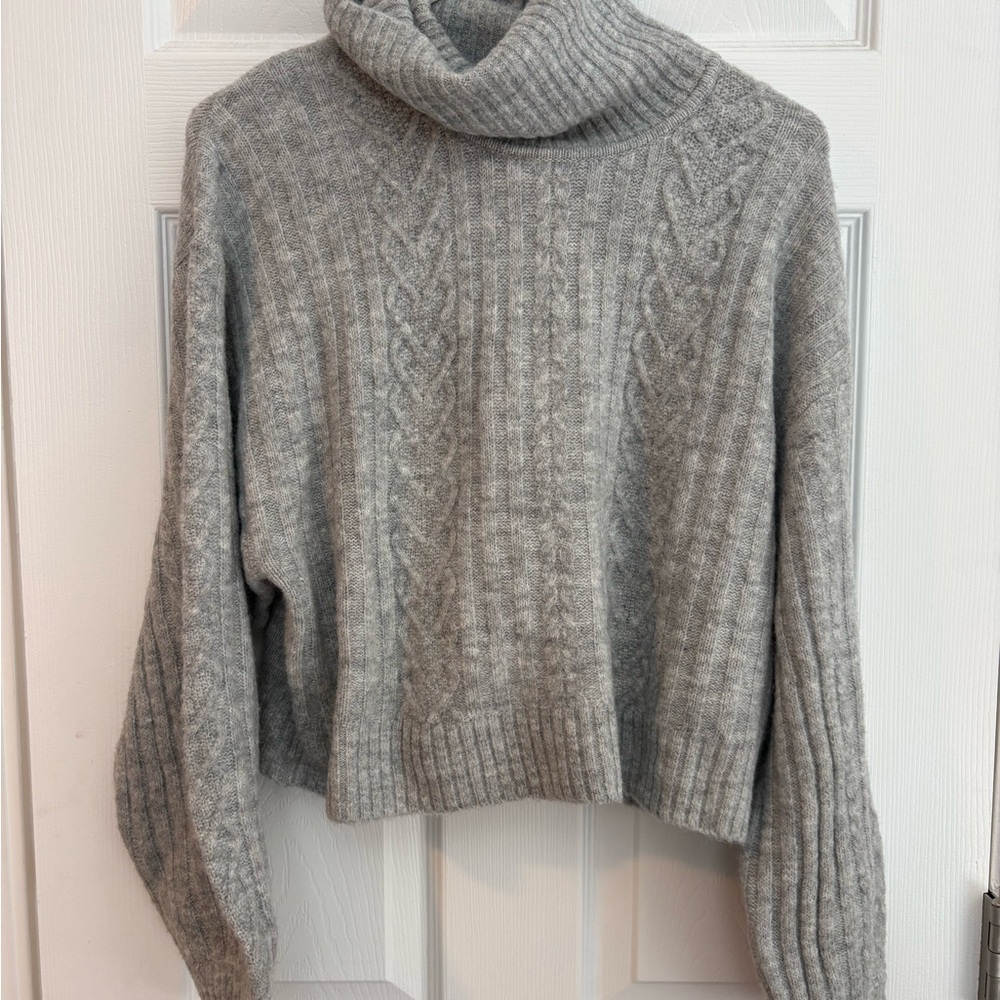 H&M Gray Turtleneck Cable Knit Sweater
